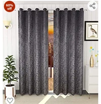Homeutsha Home Utsav 1 Piece Premium Room Darkening Suede Velvet Fabric Curtains for Door 7 Feet, Grey60%off