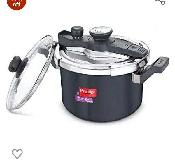 Prestige Svachh Clip-on 5 Litre Hard Anodised Outer Lid Aluminium Pressure Cooker, Black16%off