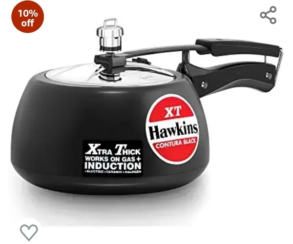 Hawkins Contura Black XT Induction Compatible Aluminium Inner Lid Pressure Cooker, 3 Litre, Black (CXT30)Amazon'sChoicefor "induction