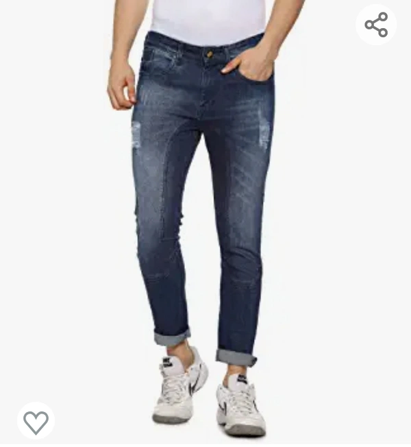 Campus Sutra Slim Fit Men's Light Blue Knee Design Light Shade Denim Stretchable Jeans - 28.29.30.32.34.36