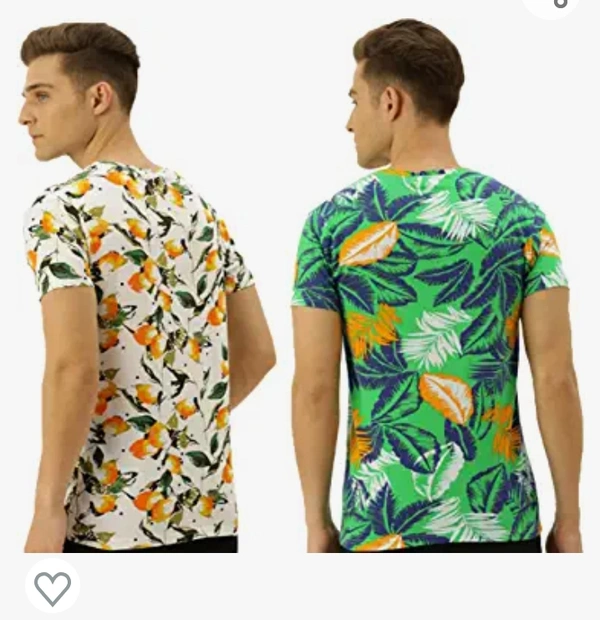 Veirdo Men's Cotton Round Neck Half Sleeve Regular Fit Floral Printed Combo T-Shirt-Pack of 2