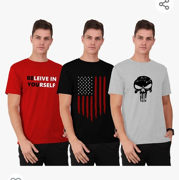 The Blaze THE BLAZZE 181920 Men's Basic Printed Cotton Regular T-Shirts for Men Combo