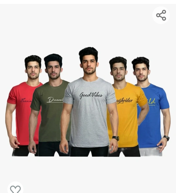 CUSTOMSCART Men's Solid Regular Fit Cotton T-Shirt (Combo Pack of 4) L Size (40) IIndian Size L3
