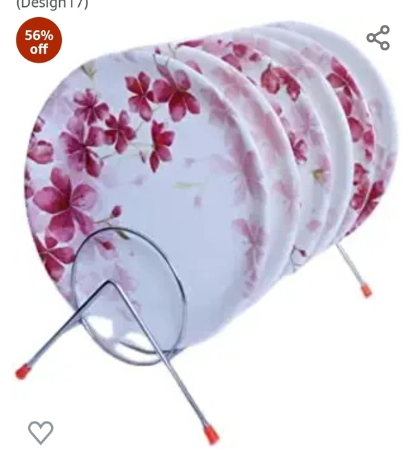 DRIZLING Melamine Round Premium Starter Floral Printed Dinner White Plates (Set of 6; Size:- 10Inches (Design17)56%off