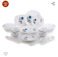JENVAN Unbreakable Plastic Light Weight Dinner Set of 36 pcs 6 Full Plates, 6 Quarter Plates, 12 Veg Bowls, 2 Serving Bowl with 2 lids. 2 Serving Spoons and 6 Spoons44%off