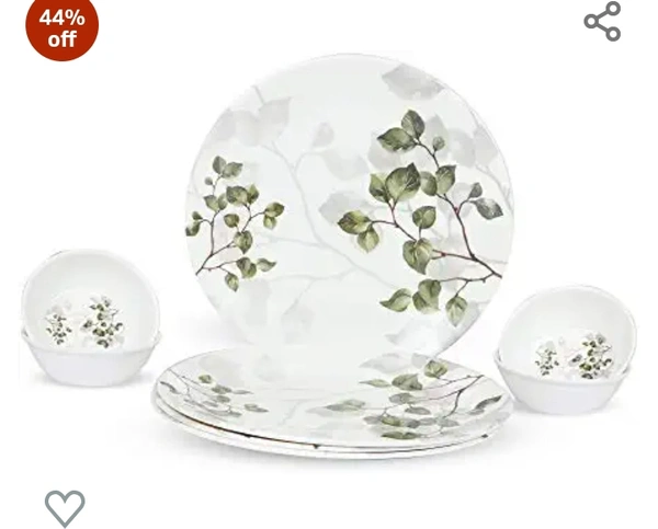 Golden Fish Melamine Leaves Printed Dinner Plates & Serving Veg. Bowl (Set of 8, 11 Inches)44%off