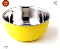 Bowl Fiery Stainless Steel and Plastic Solid Microwave Safe Bowls (Multicolour, 14cm) - 6 Pieces Set46%off