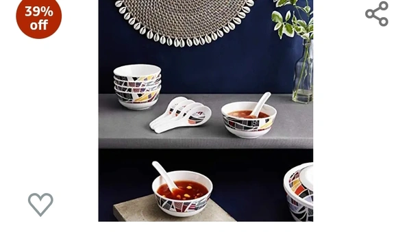 Amazon Brand - Solimo Set of 6 Glass soup bowls with 6 spoons (11.5 cm), Transparent