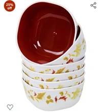 Nayasa Plastic Floral Soup Bowl - 200 ml, 6 Piece, Brown, (NP3471)