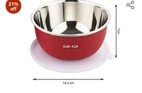 TOPMTOP Microwave Bowl, Bowl Sets, Bowl, Serving Bowl, Stainless Steel Serving Bowls, Microwave Oven Bowl, Kitchen Accessories Items, Kitchen Storage,(Each Bowl 450ml) Pack of 6, Red
