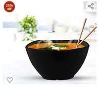 Milton Square Round Melamine Veg Bowl, Set of 6, Black, 4