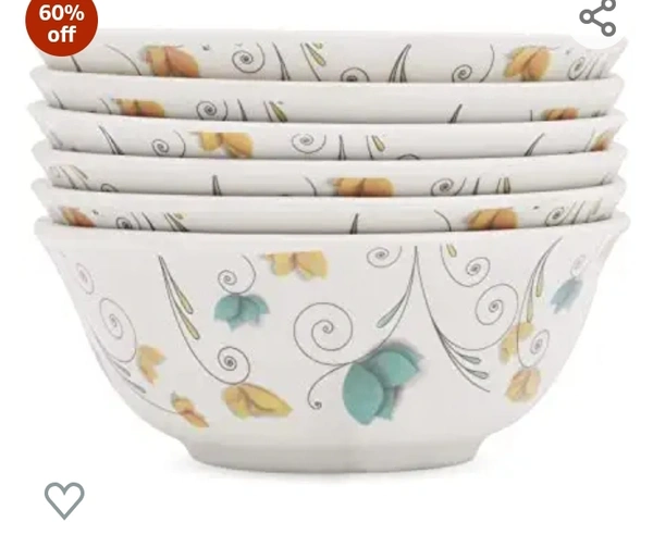 Bataniya Melamine Floral Designer Round Shape Unbreakable Snacks Bowl Set of 6 Piece, 4 inch60%off