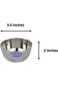 Sharda Metals Stainless Steel Curry Dal Bowl Set of 6 | Serving Dessert Vegetable Soup Wati Vati Bowls Katori Set