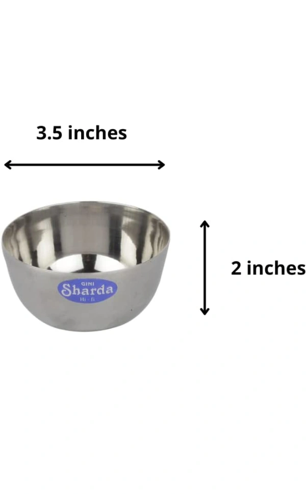 Sharda Metals Stainless Steel Curry Dal Bowl Set of 6 | Serving Dessert Vegetable Soup Wati Vati Bowls Katori Set