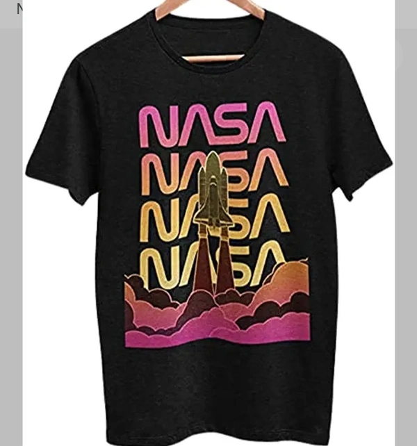PdlPrint Men's Regular Fit Retro NASA Logo, Vintage NASA, Space Graphic Printed T-Shirt