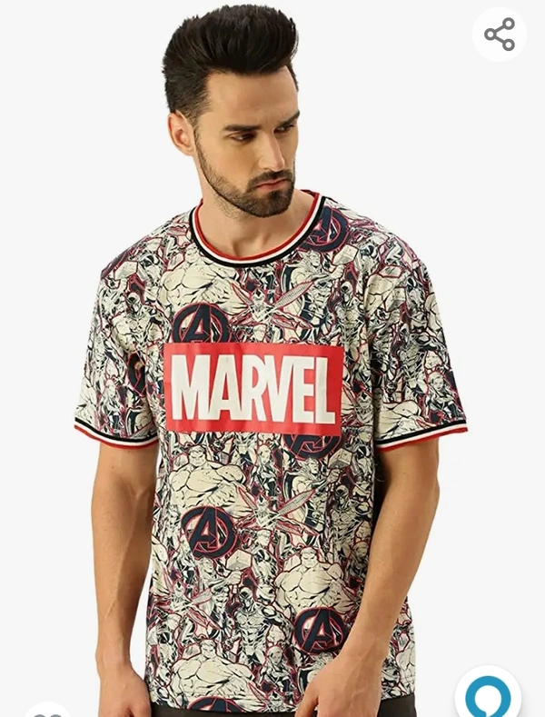 Verido Veirdo Marvel Doodle Me Strong- Marvel Avengers- Original Marvel Tee Avengers Printed Oversize | Loose Fit Half Sleeves T-Shirt for Mens/Boys