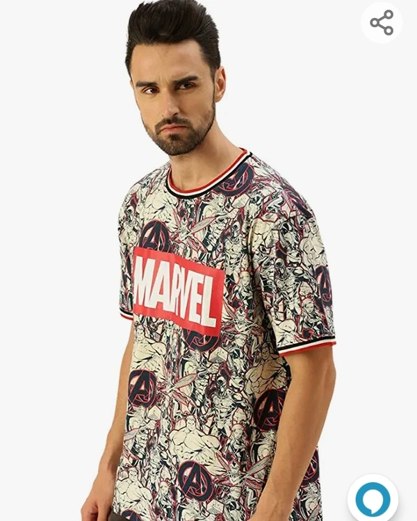 Verido Veirdo Marvel Doodle Me Strong- Marvel Avengers- Original Marvel Tee Avengers Printed Oversize | Loose Fit Half Sleeves T-Shirt for Mens/Boys