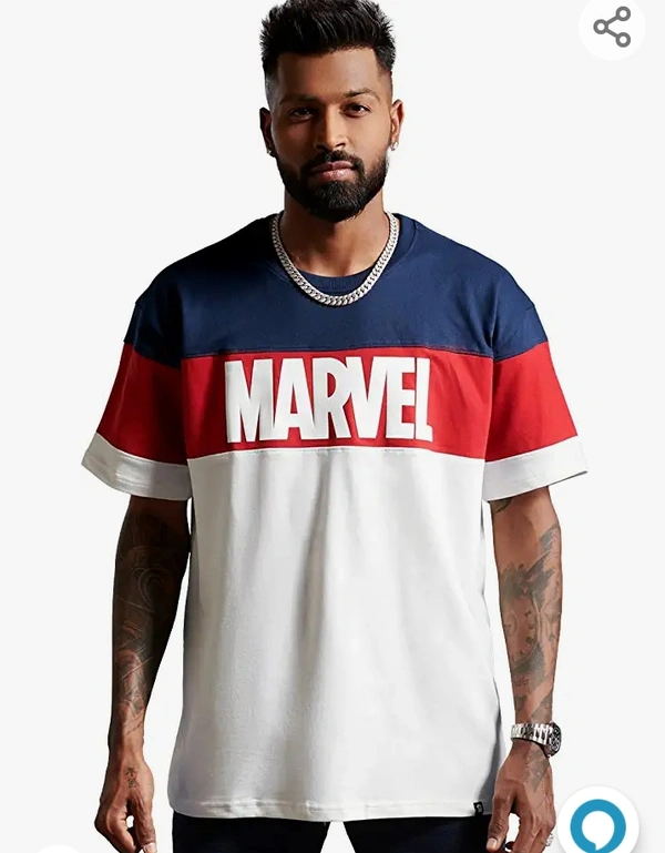 The Square  The Souled Store Men Official Marvel Logo White Printed Oversized T-Shirts