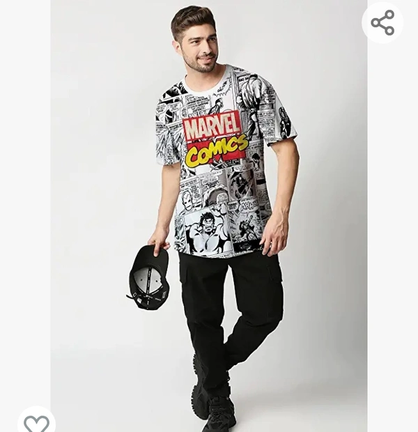 Wear Your Opinion Official Marvel Merchandise Men's Premium French Terry Oversize Loose Fit Tshirt (Baggy Style) - M. L. XL. XXL, 40.42.44.46