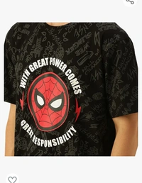 Verifo Veirdo Marvel Spider Power -Original Marvel Printed Oversize Half Sleeves T-Shirt for Men Black Red