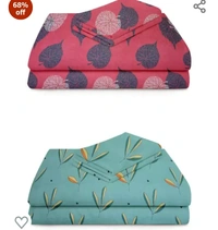 COLLECTIONS® Prime Collection Combo Pack of 2 Double Bedsheet with 4 Pillow Covers | 160 TC Soft Brushed Glace Cotton -Long Lasting & Wrinkle Free - | 225x228 cm or 7.5x7.5 ft-Pink & Green68%off68%off