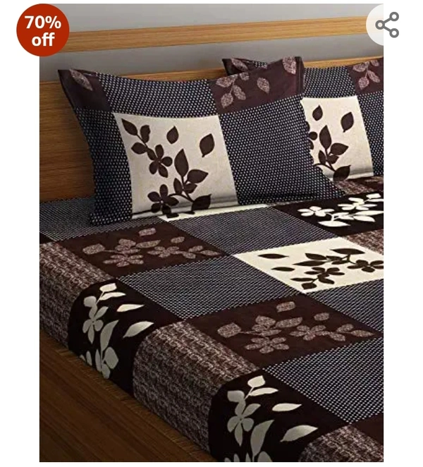 Fashion String 144 TC Microfibre Brown Double Bedsheet with 2 King Size Pillow Covers70%off