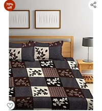 Fashion String 144 TC Microfibre Brown Double Bedsheet with 2 King Size Pillow Covers70%off