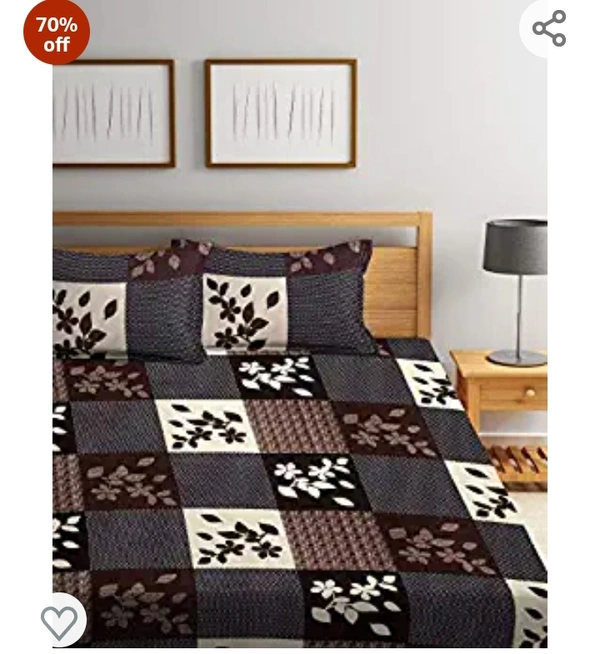 Fashion String 144 TC Microfibre Brown Double Bedsheet with 2 King Size Pillow Covers70%off