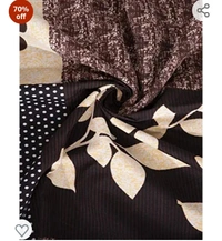 Fashion String 144 TC Microfibre Brown Double Bedsheet with 2 King Size Pillow Covers70%off