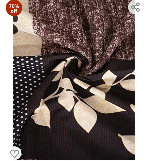 Fashion String 144 TC Microfibre Brown Double Bedsheet with 2 King Size Pillow Covers70%off