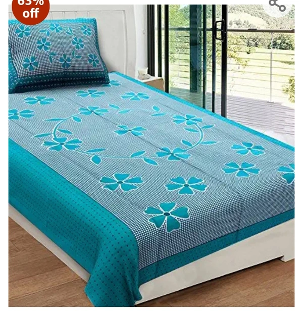 Rajantanik RajasthaniKart Pure Cotton 144 TC Single Size Bed Sheet with 1 Pillow Cover - Bedsheet for Single Bed (Green, Single Bedsheets Cotton,154