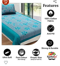 Rajantanik RajasthaniKart Pure Cotton 144 TC Single Size Bed Sheet with 1 Pillow Cover - Bedsheet for Single Bed (Green, Single Bedsheets Cotton,154