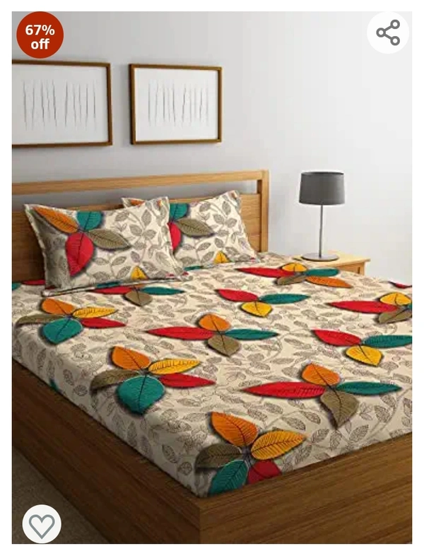 Homesize Home Sizzler 144 TC Microfibre 3D Floral Multi Double Bedsheet with 2 King Size Pillow Covers