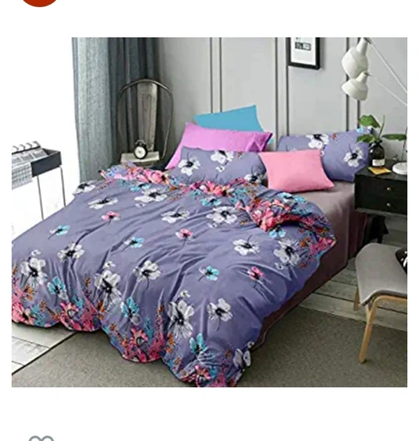 Homelite Home Elite 200 TC Glace Cotton Microfiber Designer Double Bedsheet with 2 Pillow Covers , Multicolor61%off
