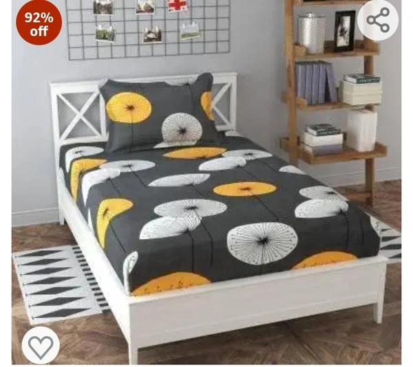Adegia ADEGIA Offered 200TC Glace Cotton Single Bedsheet Pack of 1 bedsheet with 1 Pillow Cover Orange Chakri92%off