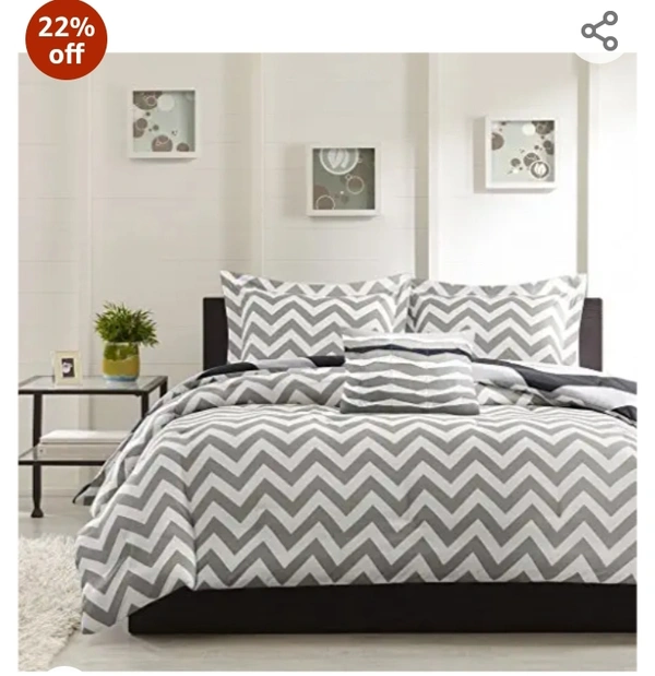 Huslend Huesland by Ahmedabad Cotton 120 TC Cotton Bedsheet for Double Bed with 2 Pillow Covers - White, Grey