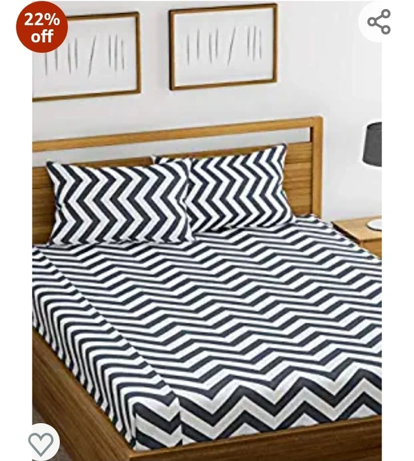 Huslend Huesland by Ahmedabad Cotton 120 TC Cotton Bedsheet for Double Bed with 2 Pillow Covers - White, Grey