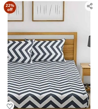 Huslend Huesland by Ahmedabad Cotton 120 TC Cotton Bedsheet for Double Bed with 2 Pillow Covers - White, Grey