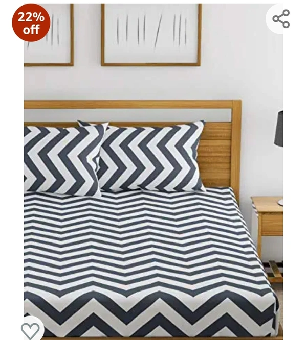 Huslend Huesland by Ahmedabad Cotton 120 TC Cotton Bedsheet for Double Bed with 2 Pillow Covers - White, Grey