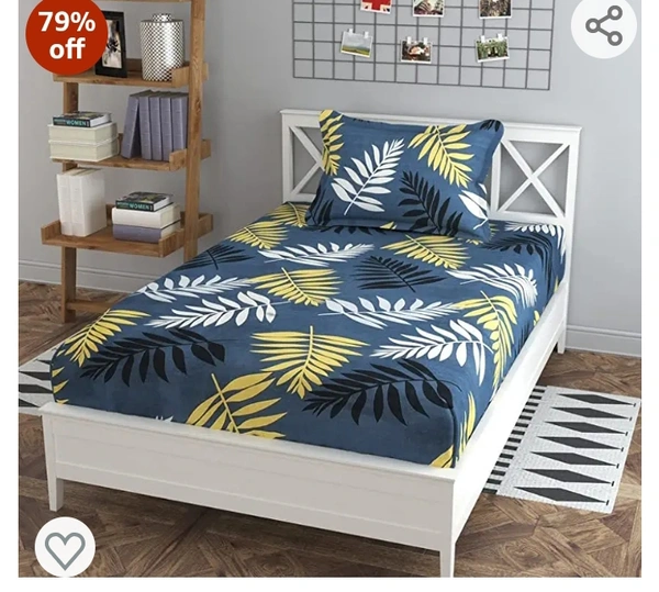 Amur amour Prime Collection Offered 180TC Single Bedsheet Size (60X90) with 1 Matching Pillow Covers Size (17X27) Color-Grey & White- (Multicolor)79%off