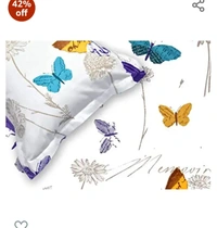 Haus haus & kinder 186 TC Cotton French Riviera Beau Papillon Modern Bedsheet with 2 Pillow Covers (Double, Blue)42%off42%off