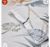 Hausand Kind haus & kinder Sparrow Floral Art, 100% Cotton Bedsheet with 2 Pillow Covers, 186 TC, Double Size (Grey)