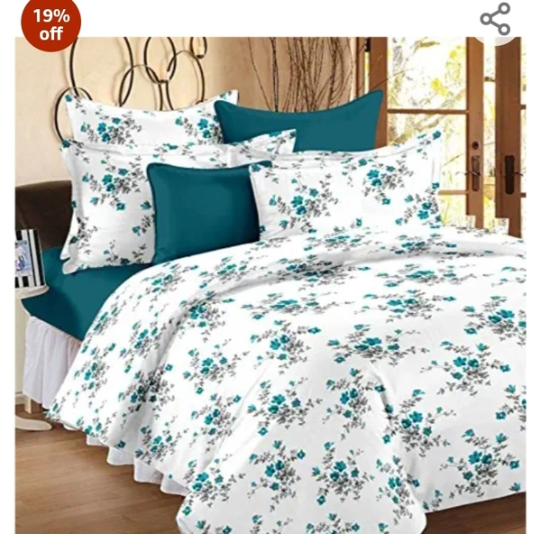 Huseland Huesland by Ahmedabad Cotton 144 TC Cotton King Size Bedsheet with 2 Pillow Covers - White, Blue(9ft x 9ft)Amazon'sChoicefor "9x9 