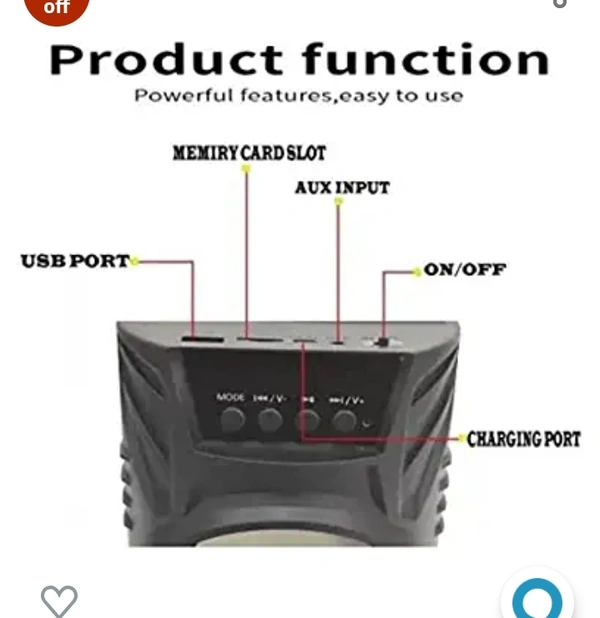 SYN SONS Bluetooth Speaker with Mic LZ-4104 USB Port Support, Memory Card Slot, AUX Input, On/Off Button & Charging Port, Mega Bass Bluetooth Party Speaker