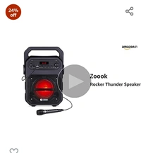 Zookrock Zoook Rocker Thunder Bluetooth Party Speaker 20 watts with Karaoke Mic/TF/FM/Lights/USB/Party Speaker/TWS/Echo Control/Bluetooth Speaker/Portable Speaker/Outdoor (Black)#1 Best Seller in Systems