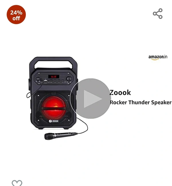 Zookrock Zoook Rocker Thunder Bluetooth Party Speaker 20 watts with Karaoke Mic/TF/FM/Lights/USB/Party Speaker/TWS/Echo Control/Bluetooth Speaker/Portable Speaker/Outdoor (Black)#1 Best Seller in Systems