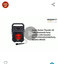 Zookrock Zoook Rocker Thunder Bluetooth Party Speaker 20 watts with Karaoke Mic/TF/FM/Lights/USB/Party Speaker/TWS/Echo Control/Bluetooth Speaker/Portable Speaker/Outdoor (Black)#1 Best Seller in Systems