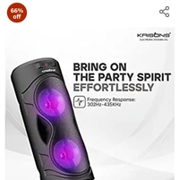Krisoon KRISONS Cylender 4” Double Woofer 30W Multi-Media Bluetooth Party Speaker with Wired Mic for Karaoke, RGB Lights, USB, SD Card and FM Radio – Black#1 Best Seller in Tower
