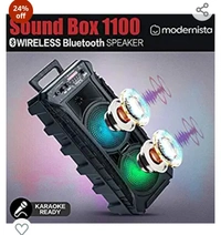 Modernista SoundBox 1100 Bass Boosted 40Watt PMPO Wireless Bluetooth Party Speaker with Wired Karaoke Mic with Bulit in Subwoofer & FM Radio/USB/TF/LED Disco Lights