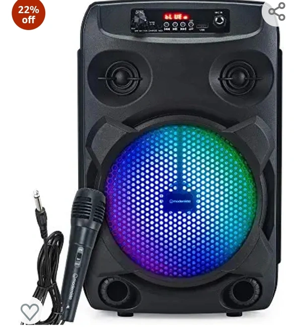 Modernista SoundBox 1100 Bass Boosted 40Watt PMPO Wireless Bluetooth Party Speaker with Wired Karaoke Mic with Bulit in Subwoofer & FM Radio/USB/TF/LED Disco Lights